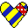 Pixel heart passed on Rosie the Riveter